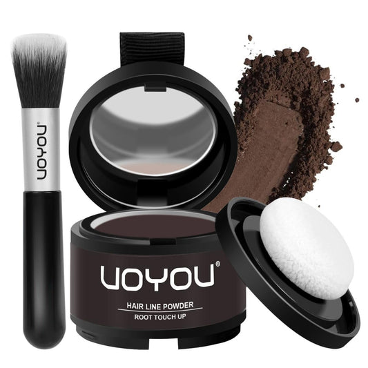 Root Touch Up Powder Instantly Conceals Hair Loss, Gray Root Cover Up Powder, Water & Sweat Resistant Hair Powder for Thinning Hair Men & Women, Includes Brush (Medium Brown, 4g Bottle with Brush)