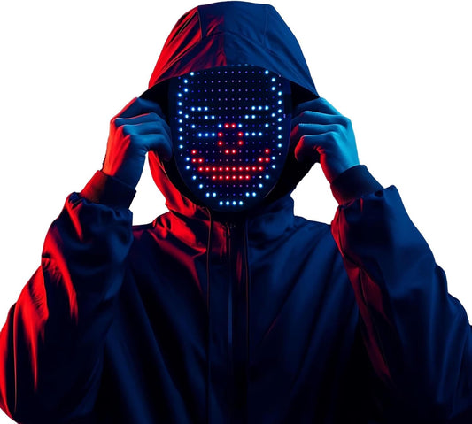 LED Mask with Gesture Sensing, Cool Light Up Transforming Face Mask for Halloween Xmas Cosplay