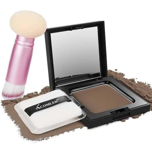 Acomler Root Touch Up Powder, Hairline Powder for Thinning Hair, Root Touch Up Hair Color, Gray Hair Coverage for Women Men Cover Up, Hair Loss Concealer Includes Makeup Brush (Light Brown, 0.42oz)