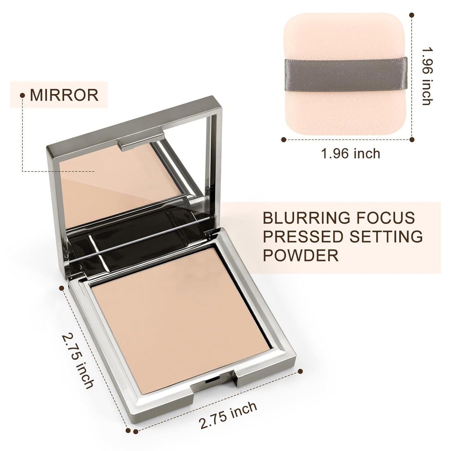Boobeen Matte Face Finishing Powder, Smooth Setting Pressed Powder Makeup Oil Control Lightweight Long Lasting Makeup Setting Foundation Compact Powder, Soft Focus Effect Translucent Finish