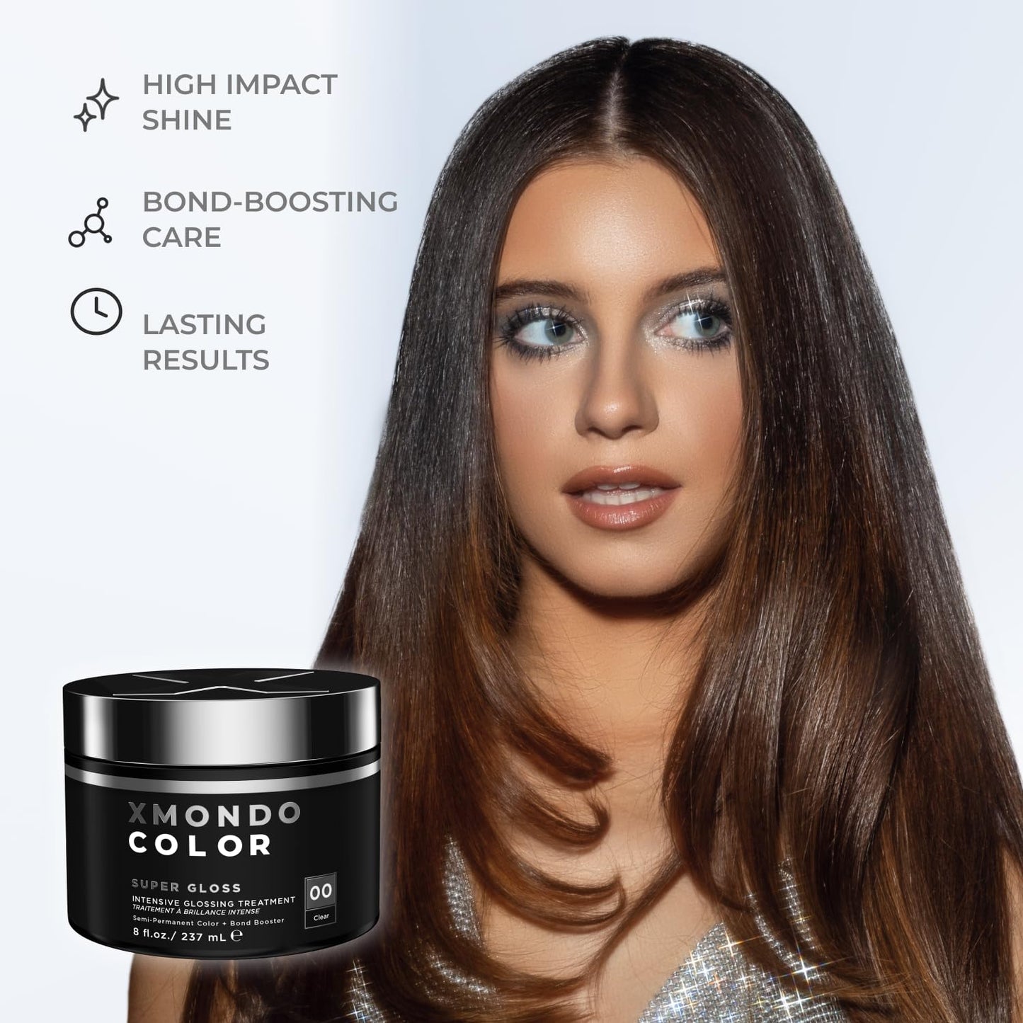 XMONDO Hair Super Gloss Intensive Glossing Treatment | Infused with Bond Booster Technology to Boost Shine & Hyaluronic Acid for Nourishment, Revitalization & Repair, Vegan Formula, 8 Fl Oz 1-Pack
