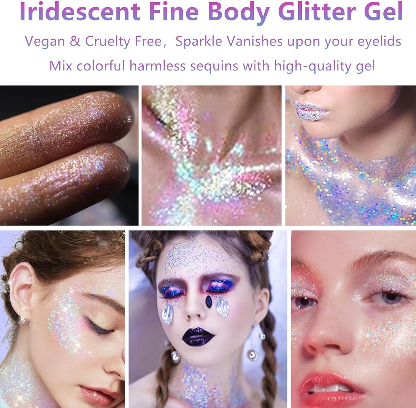 Go Ho Chameleon Light Purple Body Glitter Gel,Color Changing Light Purple Face Glitter,Holographic Fine Chunky Sequins Glitters,Reflective Sparkly Festival Rave Accessories