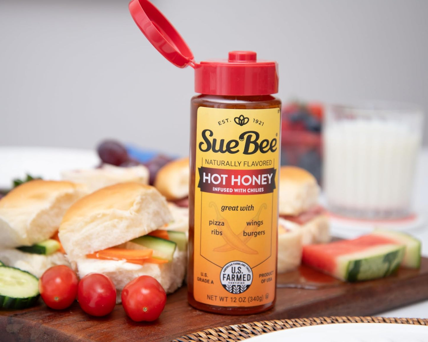 Sue Bee Naturally Flavored Hot Honey Chili Infused For Ribs, Wings, Burgers, 12 oz
