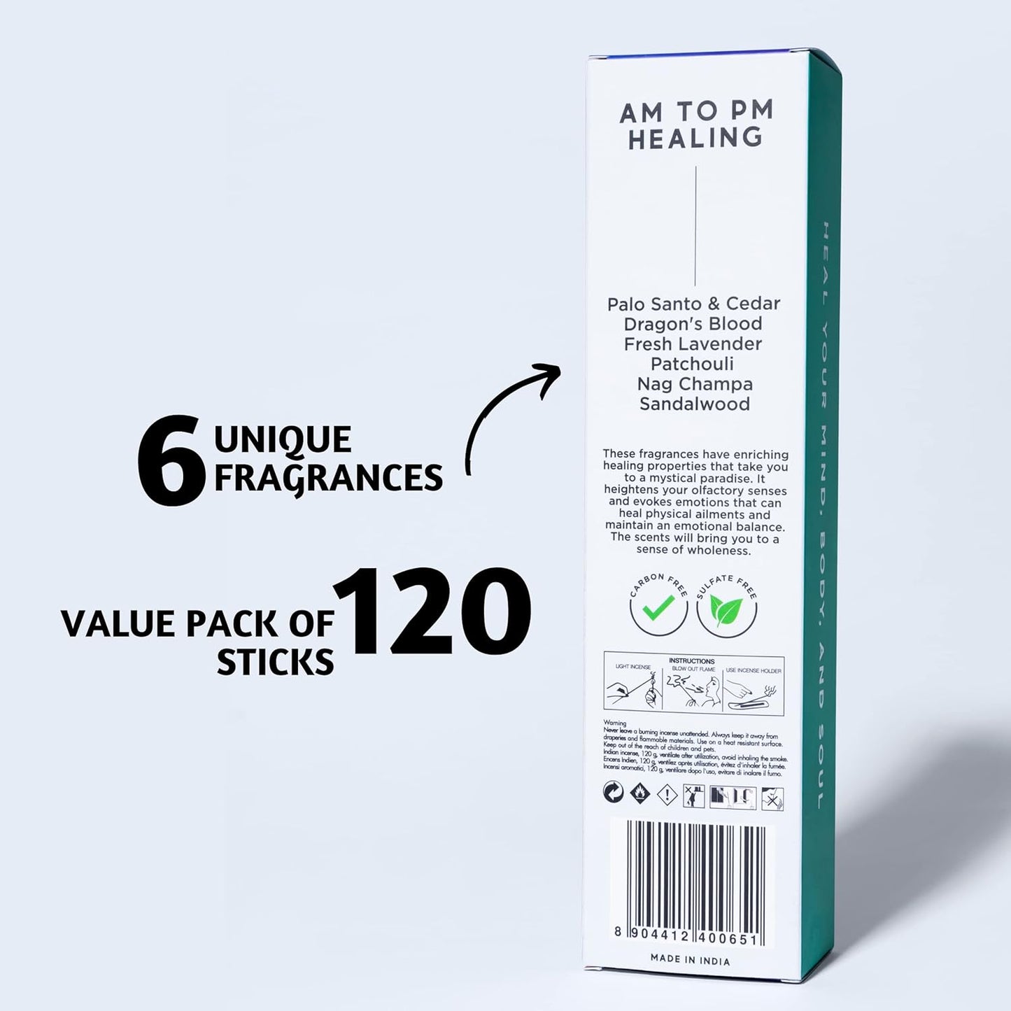 Folkulture Incense Sticks for Home | Set of 6 (120 Non Toxic Insence-Sticks) with 45 Mins Burn Time | Organic Lavender, Palo Santo and Cedar, Patchouli, Sandalwood | Nag Champa Inscents-Sticks