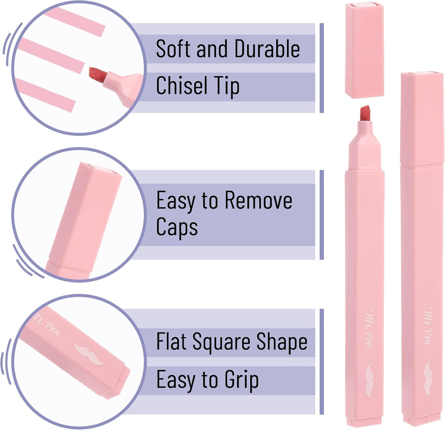 Mr. Pen- Aesthetic Highlighters, 8 Pcs, Chisel Tip, Pastel Colors, Cute Assorted Colors, Bible Highlighters and Pens No Bleed for Bible Pages