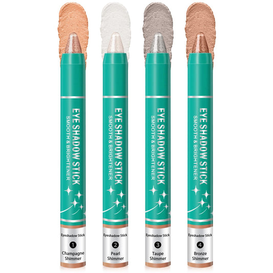 4Pcs Eyeshadow Stick, Eye Brightener Stick, Shimmer Creamy Eye Shadow Makeup, Waterproof Long Lasting Glitter Highlighter Eye Liner Pencil (4PCS A)