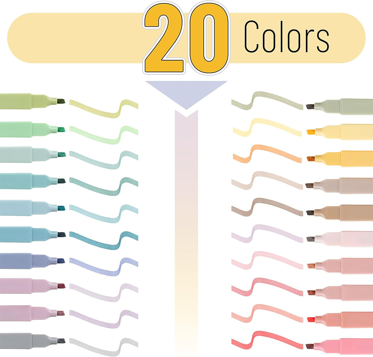 Mr. Pen- Aesthetic Highlighters, 20 pcs, Chisel Tip, Pastel Colors, No Bleed Bible Highlighter Pastel, Assorted Colors