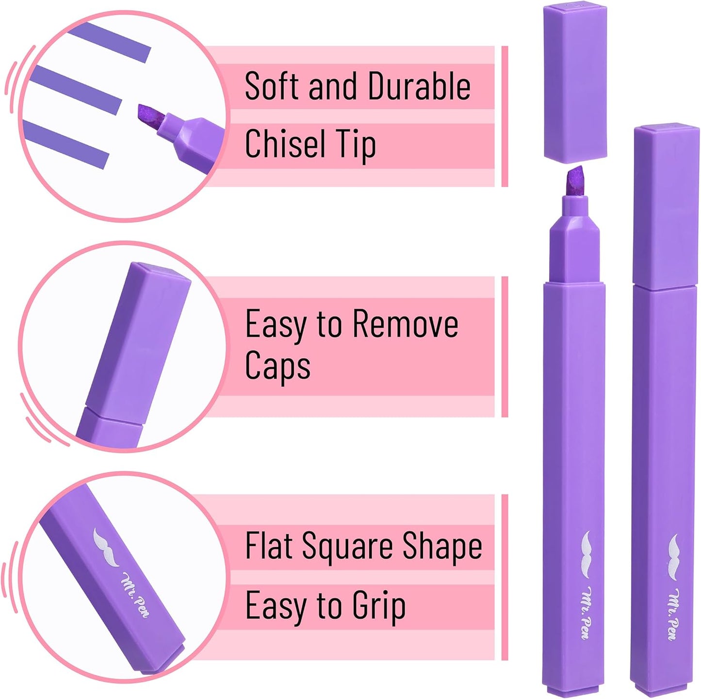 Mr. Pen- Aesthetic Highlighters, 8 pcs, Chisel Tip, Vibrant Colors, Cute Highlighters Assorted Colors, Back to School Supplies