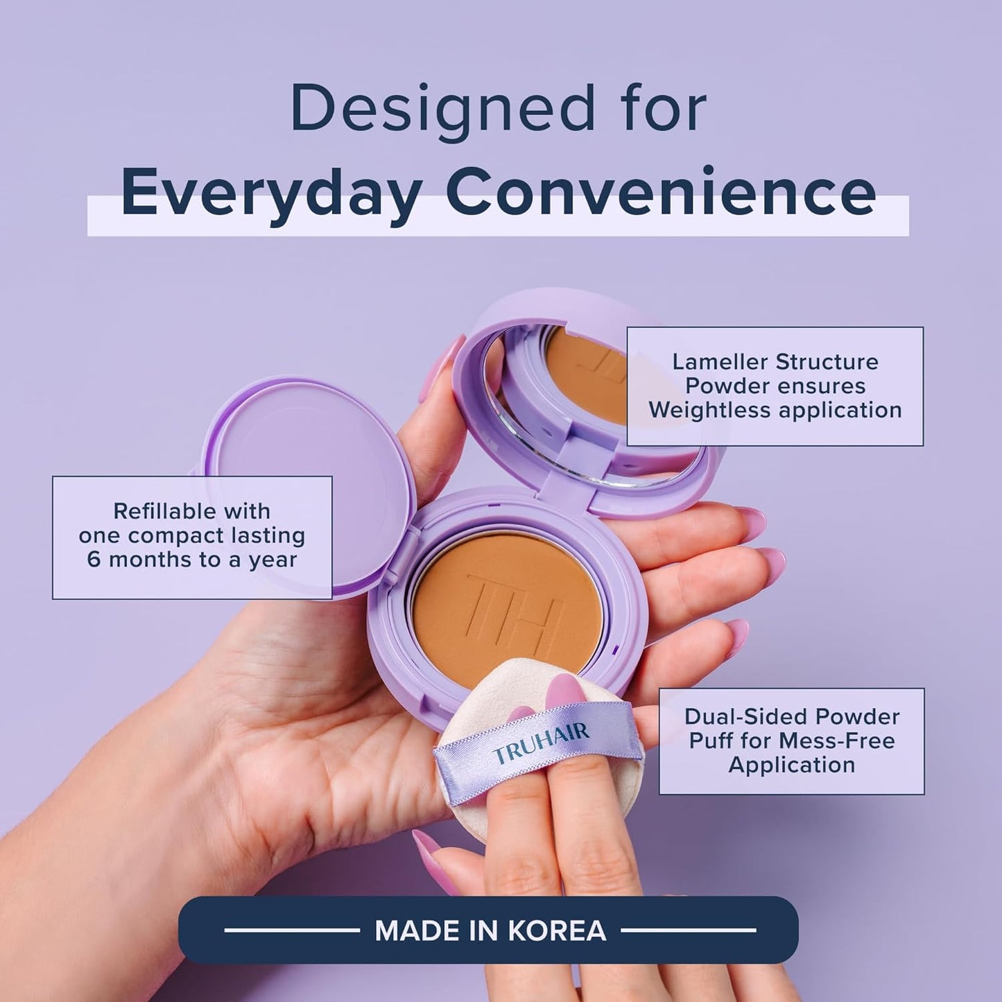 TRUHAIR Root & Scalp Cover Up Pressed Powder Compact, Waterproof Hair Coverage for Gray Roots and Thinning Areas, 0.35 Oz (Red)