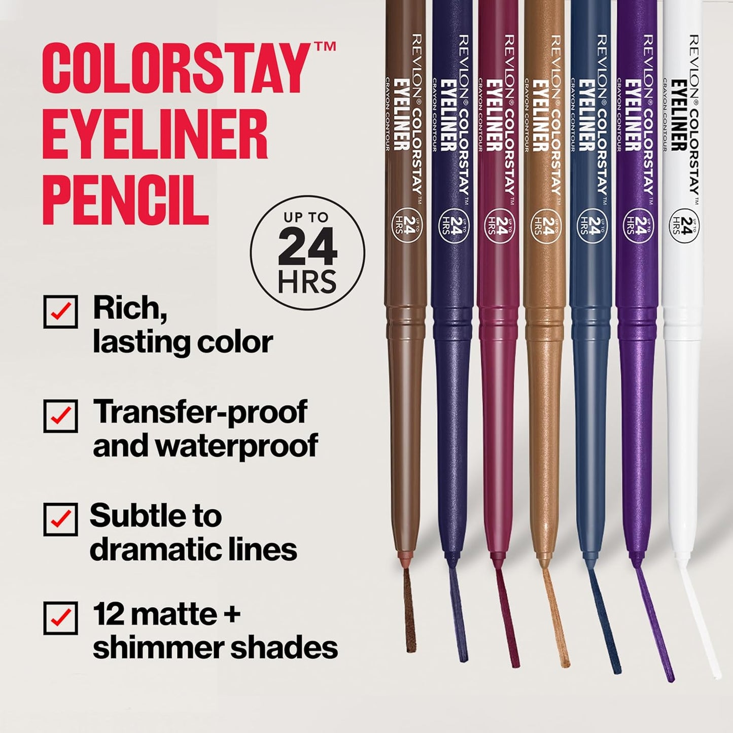 Revlon ColorStay Pencil Waterproof Eyeliner, Smudge-Proof, Eye Makeup with Built-In Sharpener, Packaging May Vary, 203 Brown, 0.01 oz