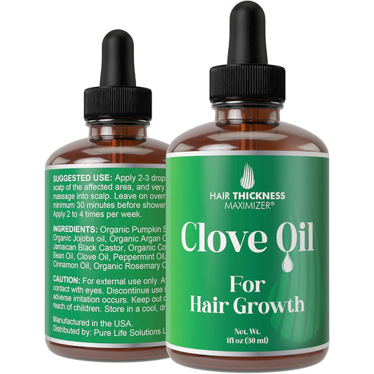 Clove, Rosemary, Peppermint & Jamaican Black Castor Oil Serum (1oz) - Vegan Hair Growth Treatment for Thickening, Moisturizing & Strengthening Weak Hair