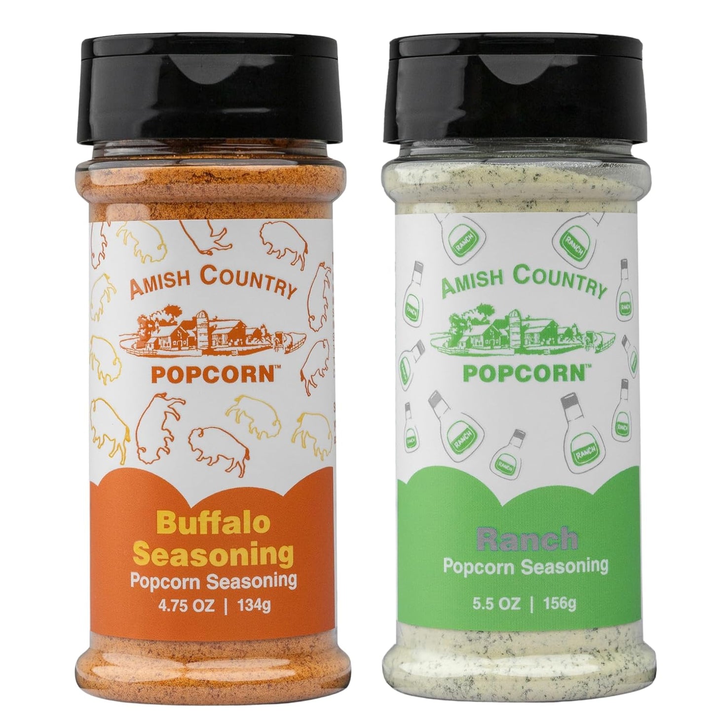 Amish Country Popcorn | Buffalo and Ranch Seasoning Bundle | Old Fashioned, Non-GMO and Gluten Free