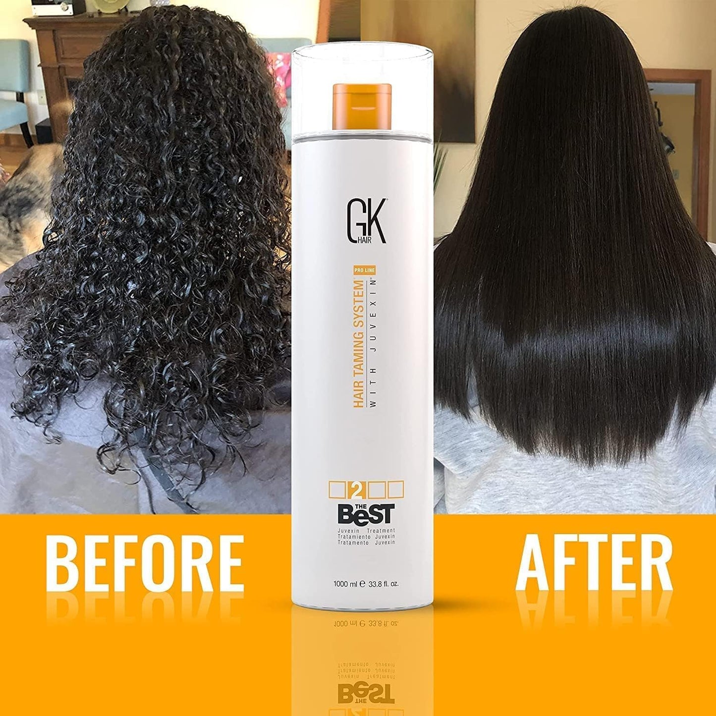 GK HAIR Global Keratin The Best Kit (33.8 Fl Oz/1000ml) Smoothing Keratin Hair Treatment Professional Brazilian Complex Blowout Straightening For Silky Smooth & Frizz Free Hair