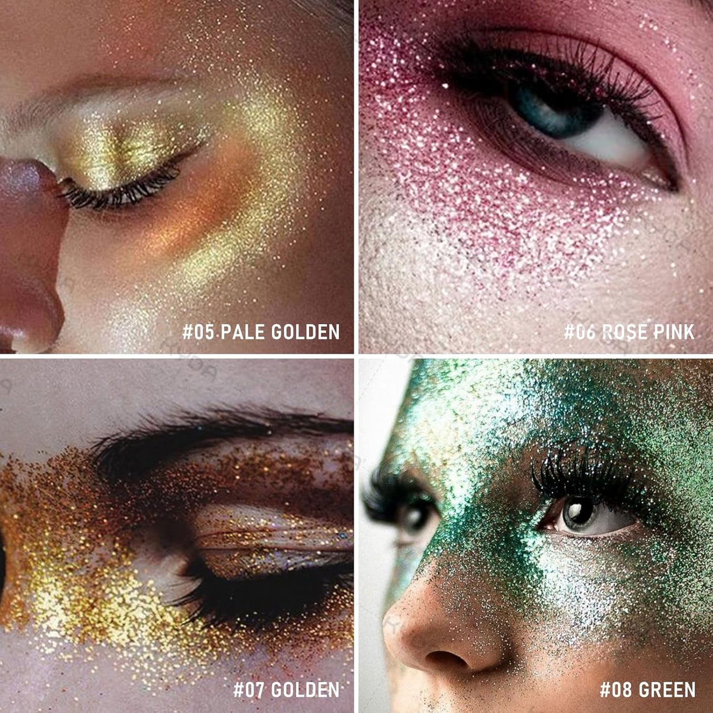 KYDA Highlighter Powder Spray, High Glossy Shimmer Sparkling Powder for Face and Body Glitter Makeup, Body Glitter Spray, Golden