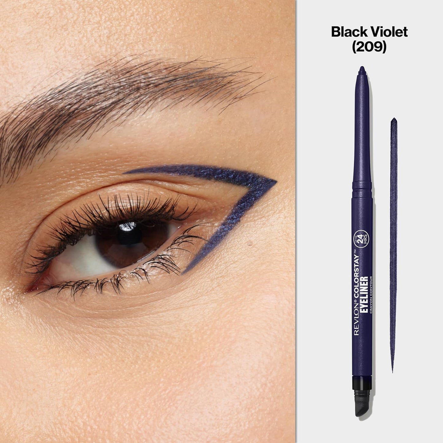 REVLON ColorStay Pencil Waterproof Eyeliner, Smudge-Proof, Eye Makeup with Built-In Sharpener, Packaging May Vary, 209 Black Violet, 0.01 oz